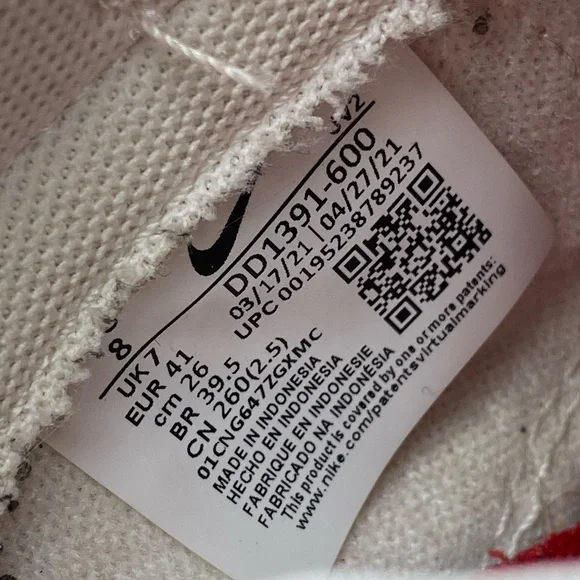 Nike Dunk Low Championship Red White Sneaker DD1391-600 Men’s Shoe Size 8